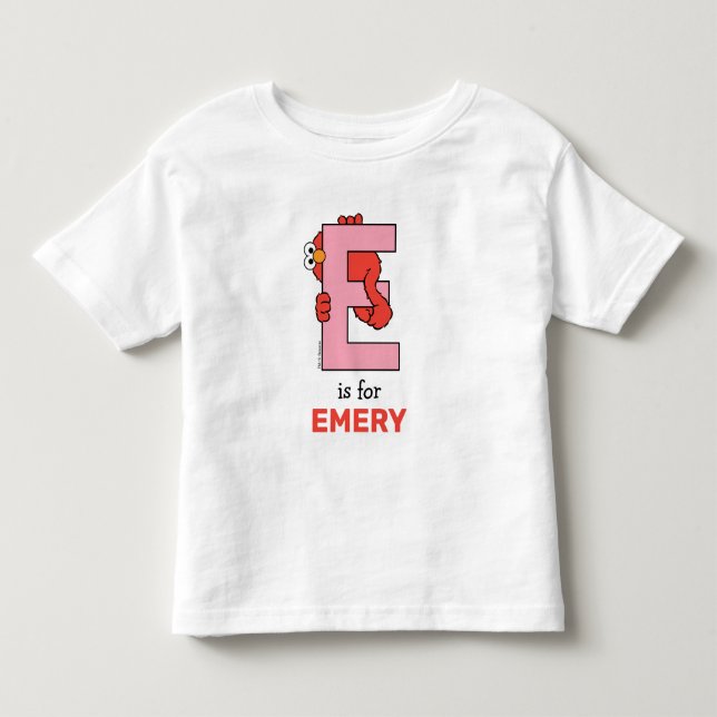 Elmo Alphabet | E Pink Toddler T-shirt (Front)