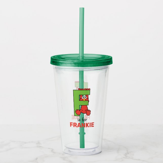 Elmo Alphabet | F Green Acrylic Tumbler (Front)