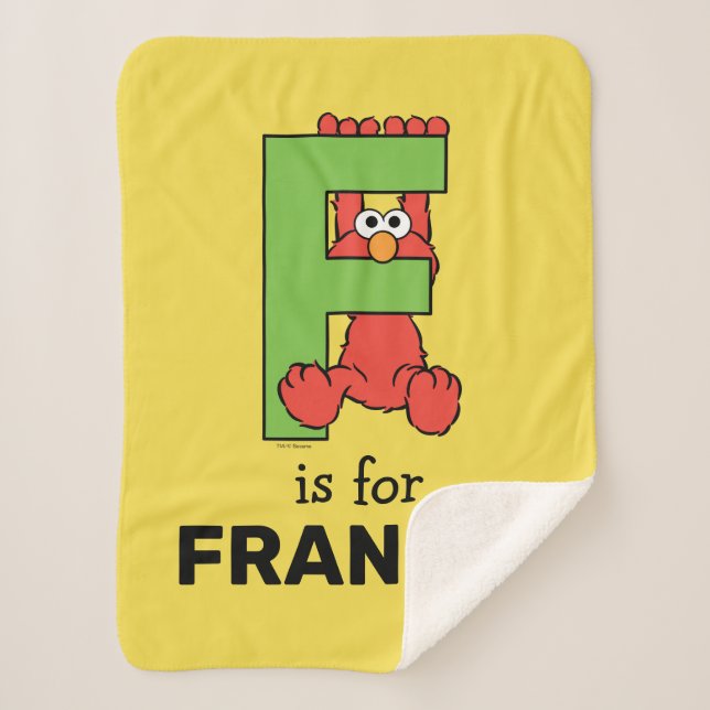 Elmo Alphabet | F Green Sherpa Blanket (Front)