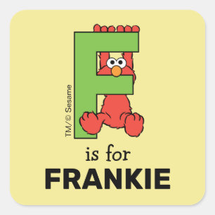 Elmo Alphabet   F Green Square Sticker