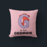 Elmo Alphabet | G Purple Throw Pillow<br><div class="desc">This cute art features Elmo posing in all the letters of the alphabet. Personalize this cute Sesame Street design by adding your child's name.  © 2021 Sesame Workshop. www.sesamestreet.org</div>