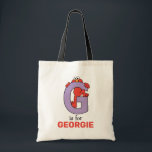 Elmo Alphabet | G Purple Tote Bag<br><div class="desc">This cute art features Elmo posing in all the letters of the alphabet. Personalize this cute Sesame Street design by adding your child's name.  © 2021 Sesame Workshop. www.sesamestreet.org</div>
