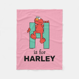 Elmo Alphabet   H Green Fleece Blanket