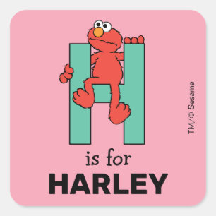 Elmo Alphabet   H Green Square Sticker