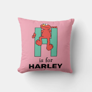 Elmo Alphabet   H Green Throw Pillow