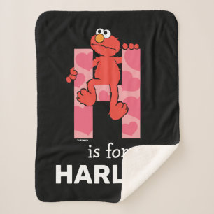 Elmo Alphabet   H Hearts Sherpa Blanket
