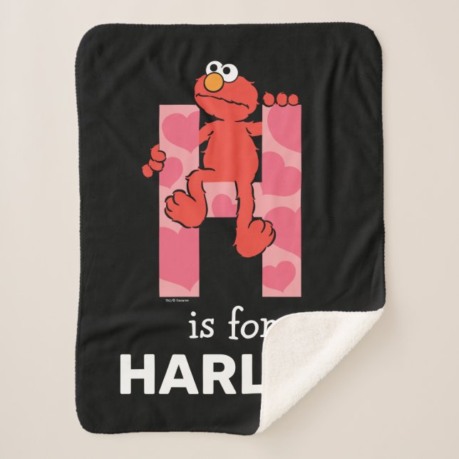 Elmo Alphabet | H Hearts Sherpa Blanket (Front)
