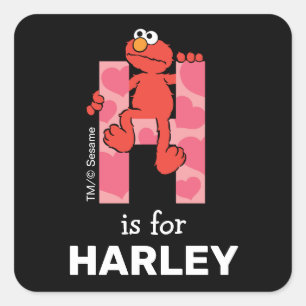 Elmo Alphabet   H Hearts Square Sticker