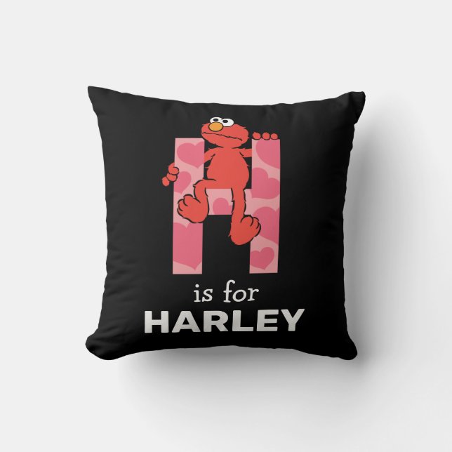 Elmo Alphabet | H Hearts Throw Pillow (Front)