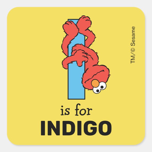 Elmo Alphabet | I Blue Square Sticker (Front)