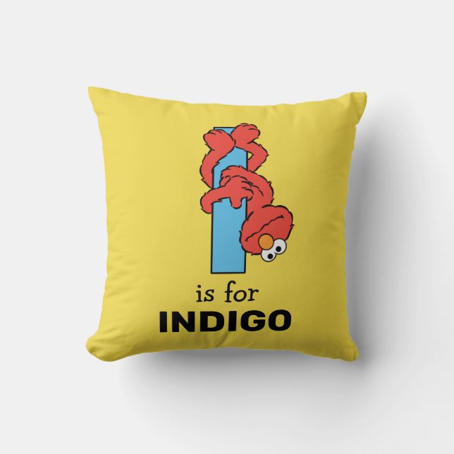 Elmo Alphabet | I Blue Throw Pillow (Front)