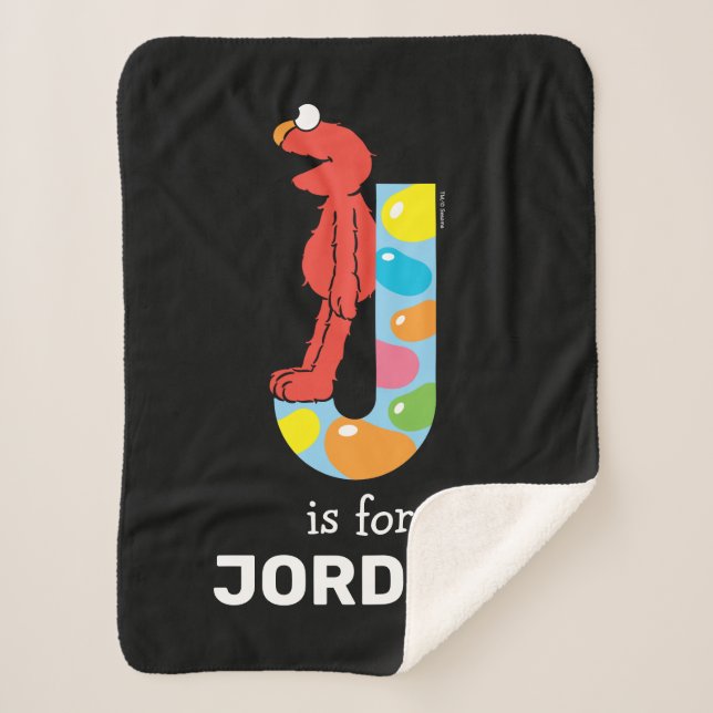 Elmo Alphabet | J Jelly Bean Sherpa Blanket (Front)