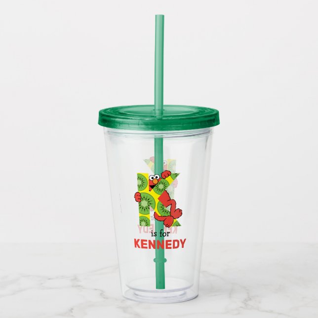 Elmo Alphabet | K Kiwi Acrylic Tumbler (Front)