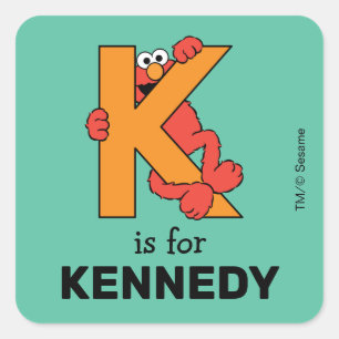 Elmo Alphabet K Orange Square Sticker