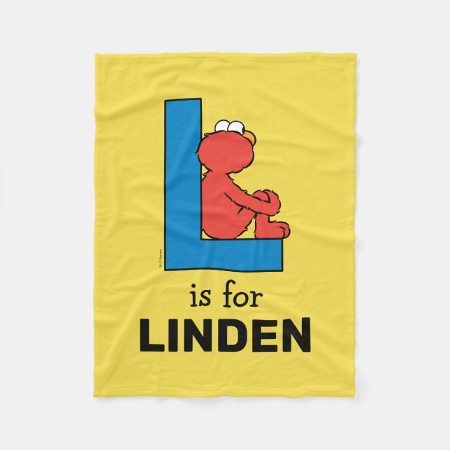 Elmo Alphabet | L Blue Fleece Blanket (Front)