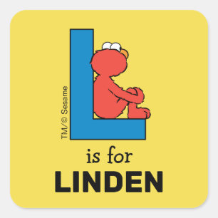Elmo Alphabet   L Blue Square Sticker