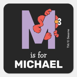Elmo Alphabet   M Purple Square Sticker