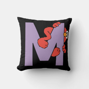 Elmo Alphabet   M Purple Throw Pillow