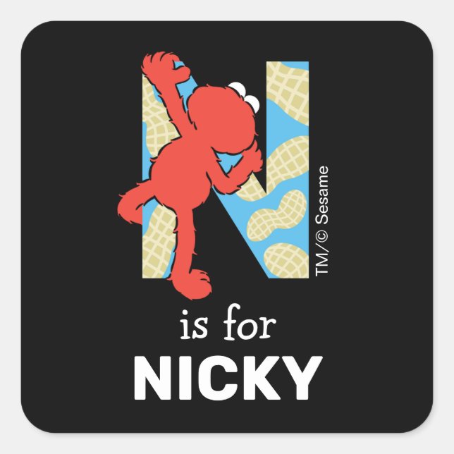 Elmo Alphabet | N Nuts Square Sticker (Front)
