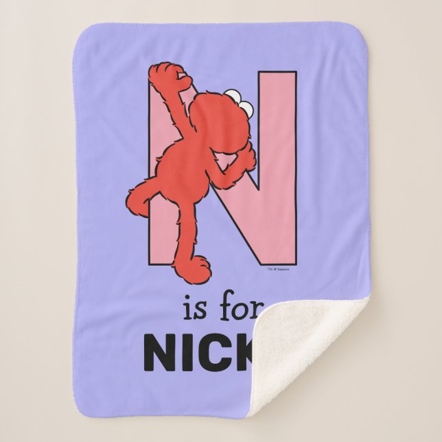 Elmo Alphabet | N Pink Sherpa Blanket (Front)