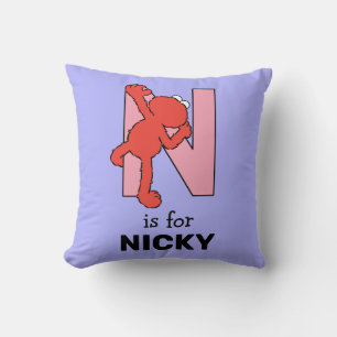 Elmo Alphabet   N Pink Throw Pillow