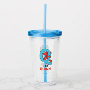 Elmo Alphabet   Q Blue Acrylic Tumbler