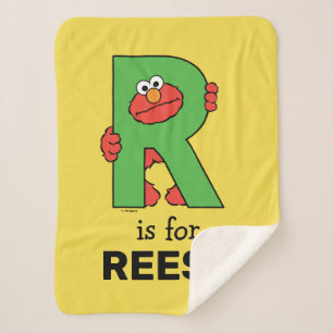 Elmo Alphabet   R Green Sherpa Blanket