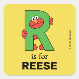 Elmo Alphabet   R Green Square Sticker