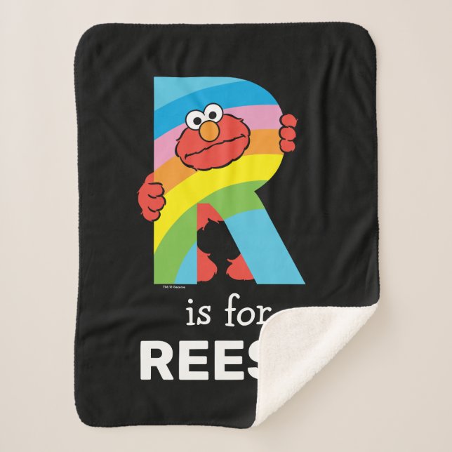 Elmo Alphabet | R Rainbow Sherpa Blanket (Front)