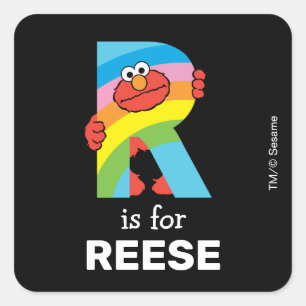 Elmo Alphabet   R Rainbow Square Sticker