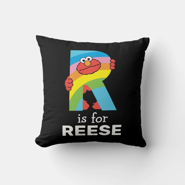 Elmo Alphabet | R Rainbow Throw Pillow (Front)
