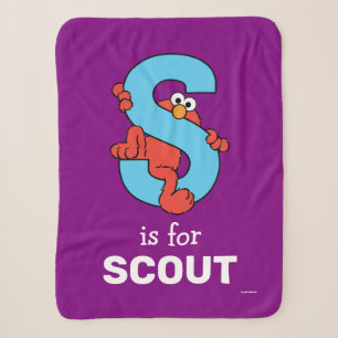 Elmo Alphabet   S Blue Sherpa Blanket