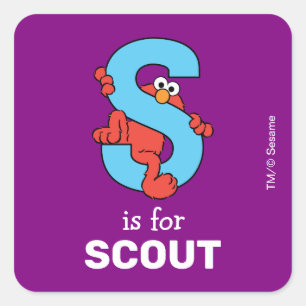 Elmo Alphabet   S Blue Square Sticker