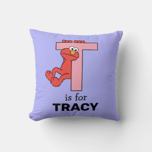 Elmo Alphabet   T Pink Throw Pillow