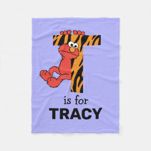 Elmo Alphabet   T Tiger Fleece Blanket