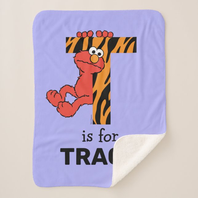 Elmo Alphabet | T Tiger Sherpa Blanket (Front)