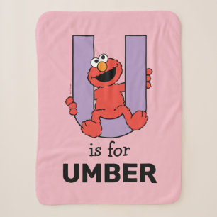 Elmo Alphabet   U Purple Sherpa Blanket