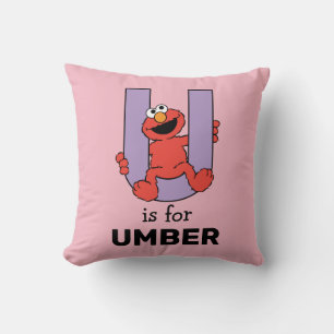 Elmo Alphabet   U Purple Throw Pillow