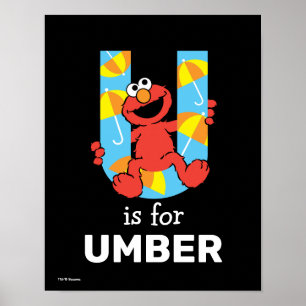 Elmo Alphabet   U Umbrella Poster