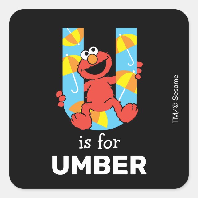 Elmo Alphabet | U Umbrella Square Sticker (Front)