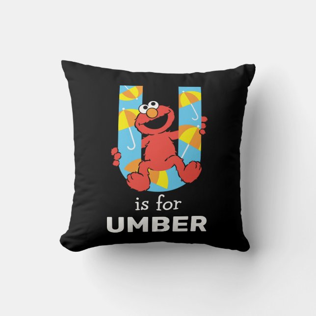 Elmo Alphabet | U Umbrella Throw Pillow (Front)