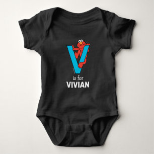 Elmo Alphabet   V Blue Baby Bodysuit