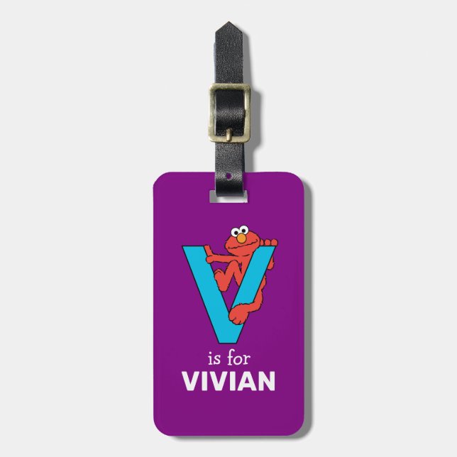 Elmo Alphabet | V Blue Luggage Tag (Front Vertical)