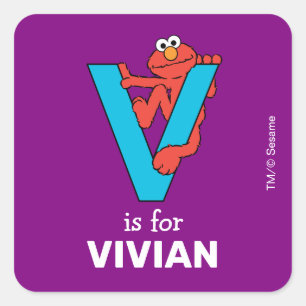Elmo Alphabet   V Blue Square Sticker