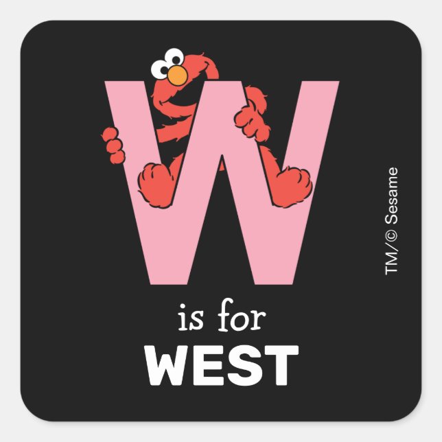 Elmo Alphabet | W Pink Square Sticker (Front)