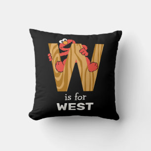 Elmo Alphabet   W Wood Throw Pillow
