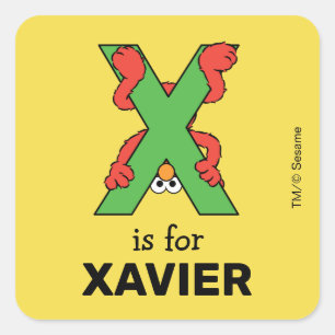 Elmo Alphabet   X Green Square Sticker