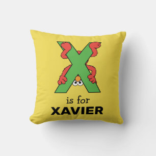 Elmo Alphabet   X Green Throw Pillow