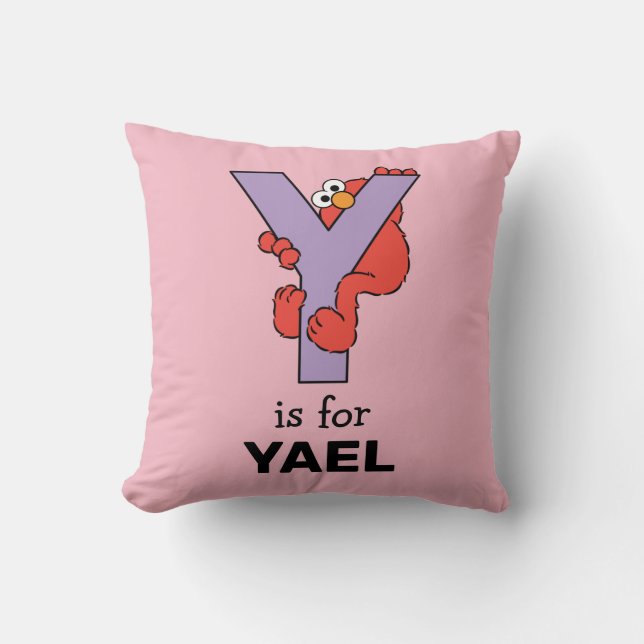 Elmo Alphabet | Y Purple Throw Pillow (Front)