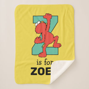 Elmo Alphabet   Z Teal Sherpa Blanket